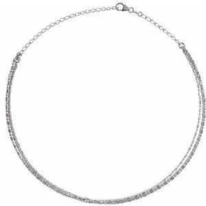 14K White 3-Strand Bead Chain 13-16" Choker