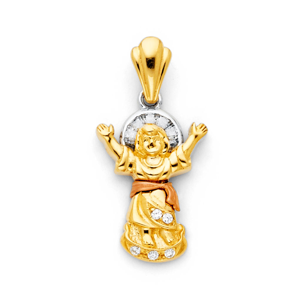 14K 3C CZ DIVINE INFANT JESUS PENDANT