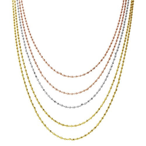 925 Tri-Color Plated 5 Strand Bead Necklace
