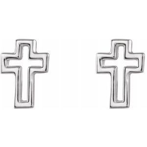 Thumbnail: Sterling Silver Open Cross Earrings