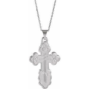 Sterling Silver 19x13 mm Orthodox Cross 18" Necklace