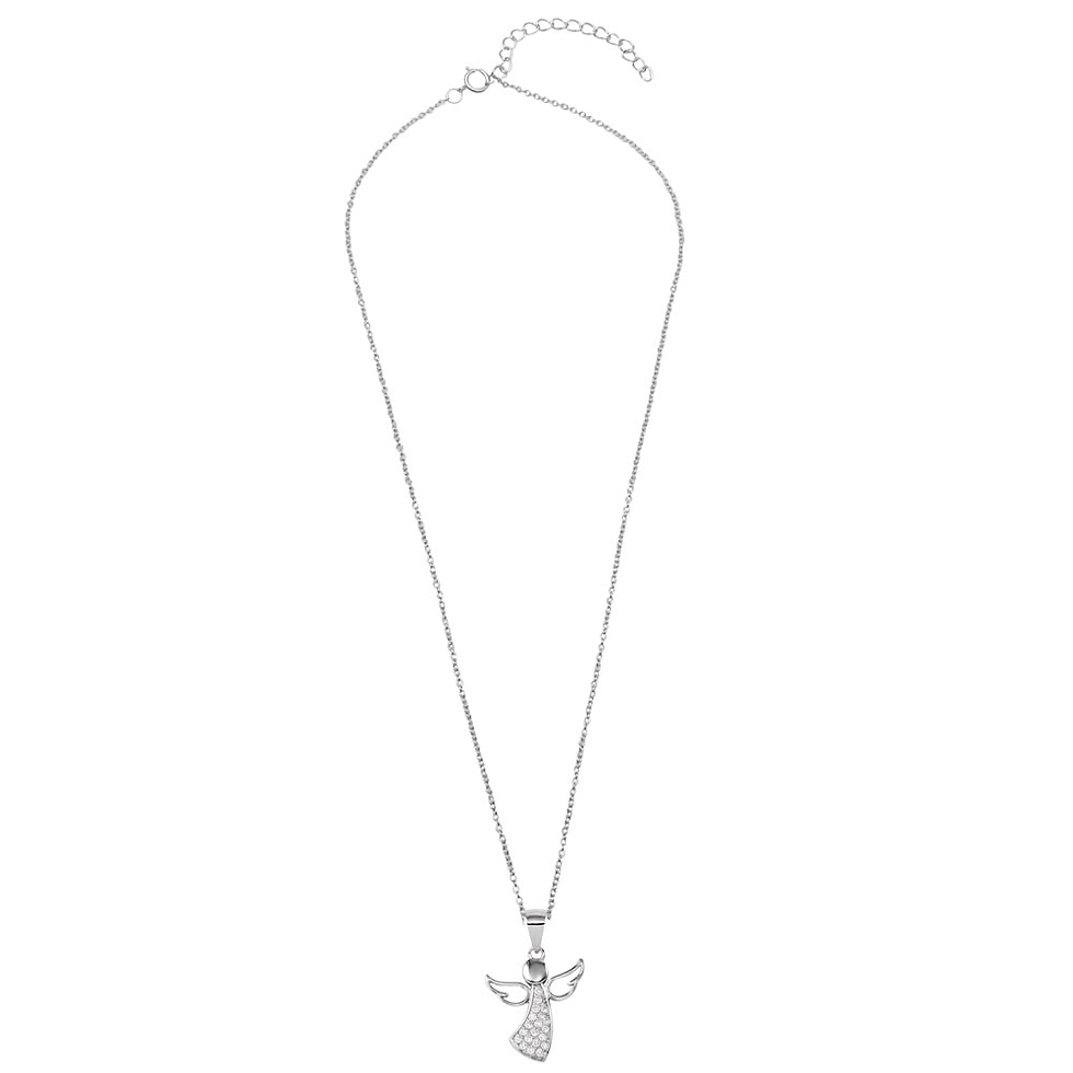 Thumbnail: Sterling Silver Angel & CZ Pendant Necklace
