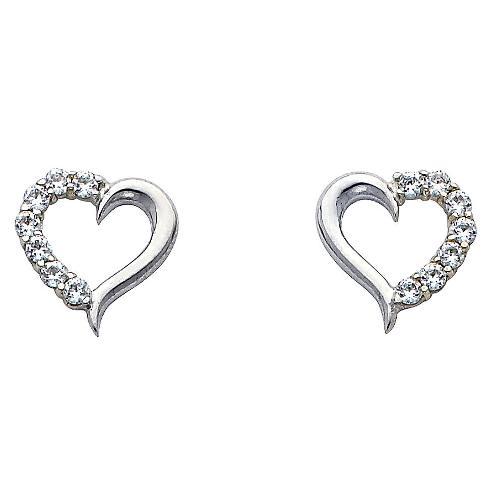 Thumbnail: 14K Yellow Heart CZ Earrings