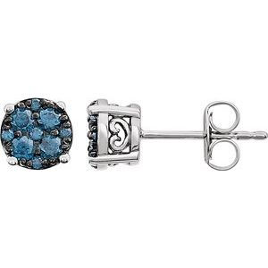 Thumbnail: 14K White 3/8 CTW Yellow Diamond Cluster Earrings
