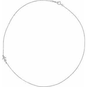 Thumbnail: 14K White Infinity-Inspired Off-Center Sideways Cross 16" Necklace