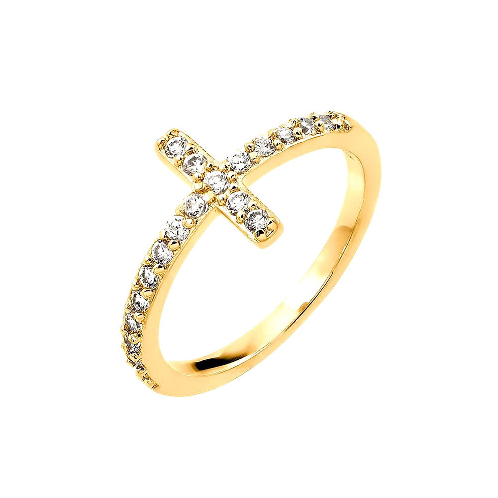 Thumbnail: 925 Sterling Silver Gold Plated Cross Ring
