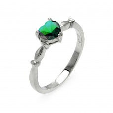 Thumbnail: 925 Rhodium Plated Heart Clear CZ Bridal Ring