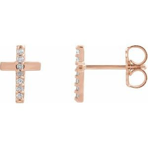 14K Rose .06 CTW Diamond Cross Earrings