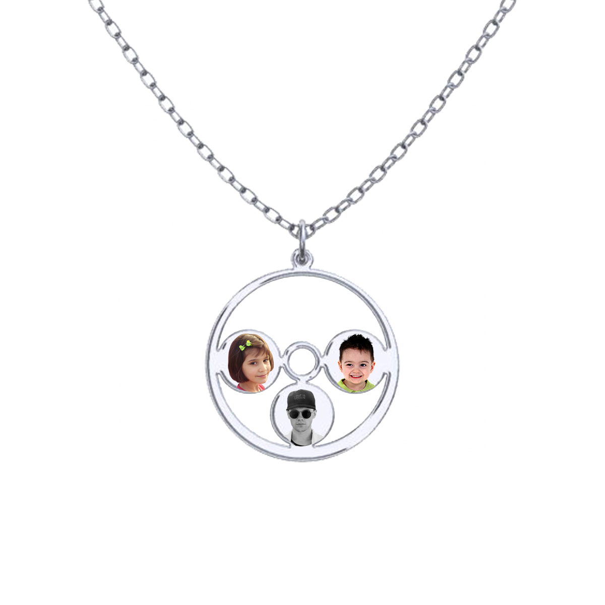 ROUND THREE PICTURE PHOTO PENDANT