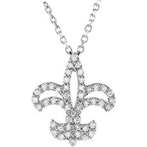 14K White 1/5 CTW Diamond Fleur De Lis 16" Necklace