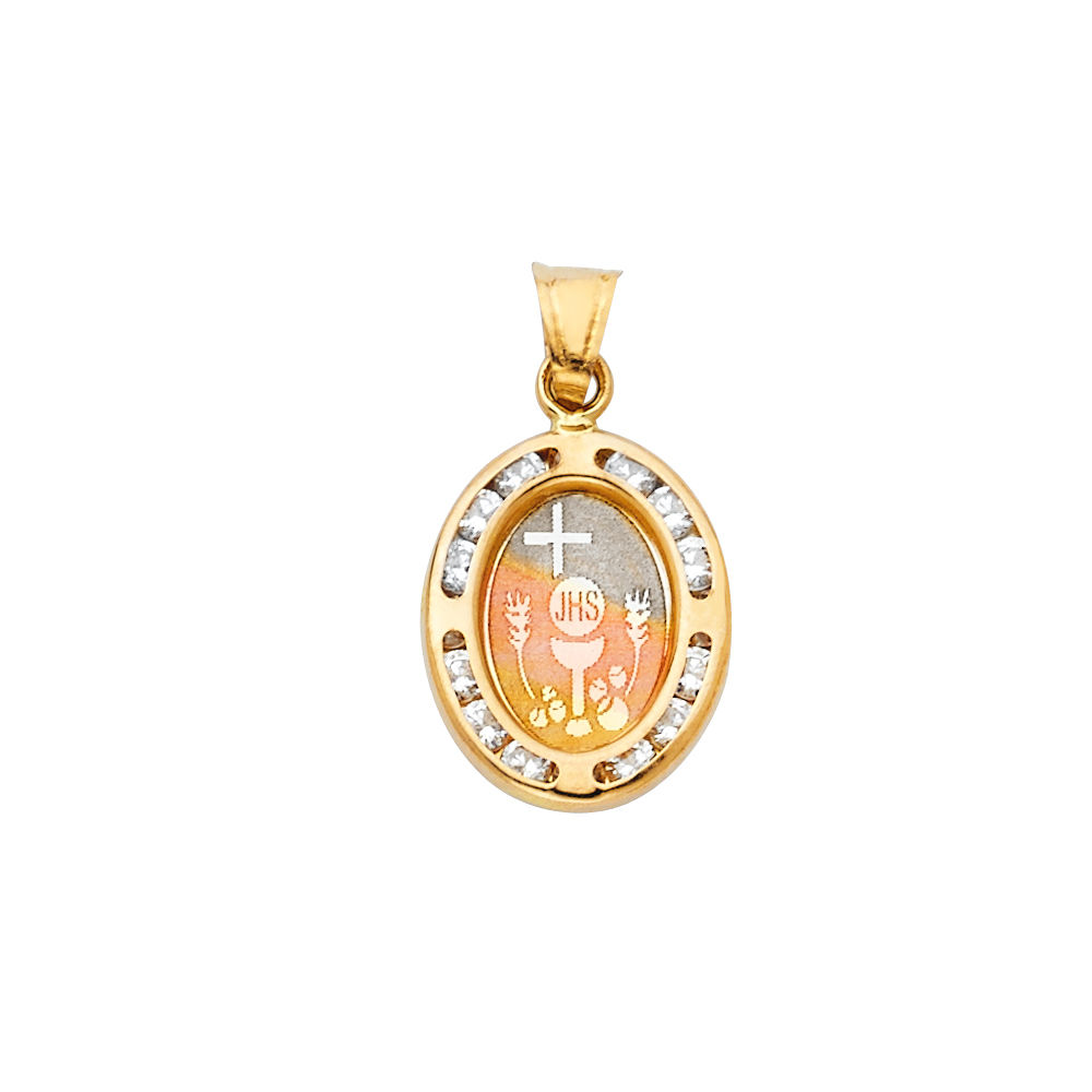 14K 3C CZ FIRST COMMUNION PENDANT