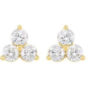 Thumbnail: 14K Yellow 5/8 CTW Three-Stone Diamond Earrings