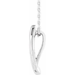 Thumbnail: Sterling Silver 14.5x7.2 mm Leaf 16-18" Necklace