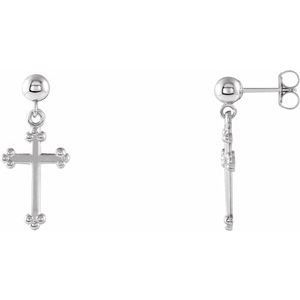 Thumbnail: 14K Yellow Cross & Ball Earrings