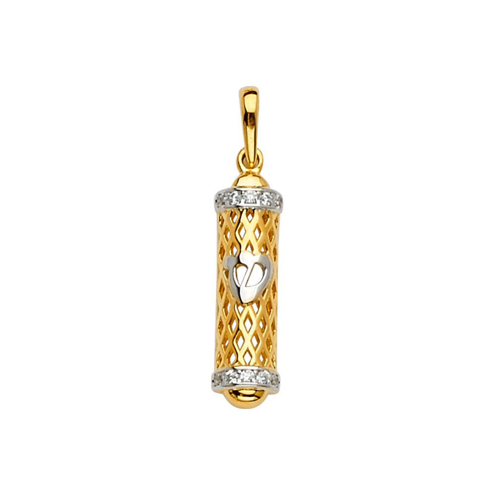 14K 2Tone Mezuzah Pendant