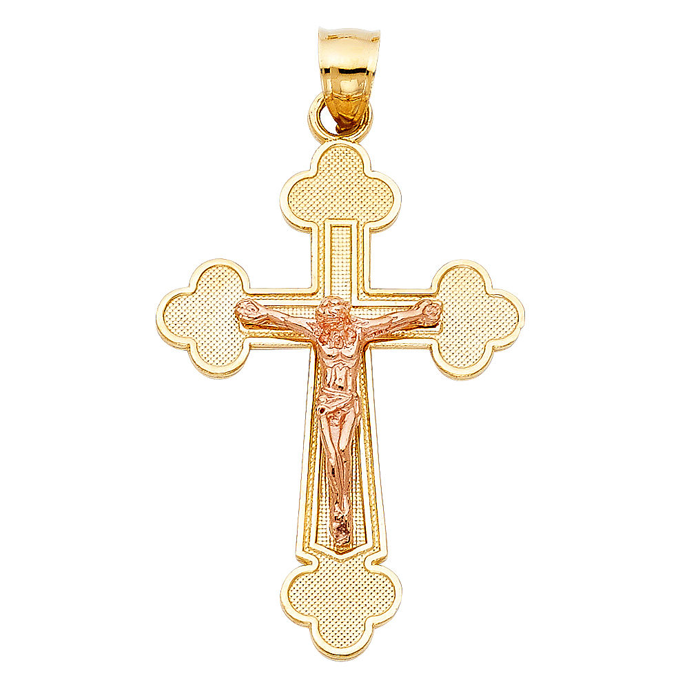14K 2T FANCY CRUCIFIX PENDANT