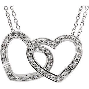 Sterling Silver 1/6 CTW Diamond 2-in-1 Interlocking Heart 18" Necklace