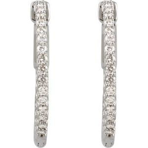 Thumbnail: 14K White 3/4 CTW Diamond Inside-Outside 23 mm Hoop Earrings