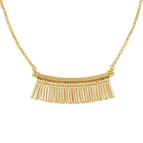 Thumbnail: 925 Rhodium Plated Bar with Tassels Necklace