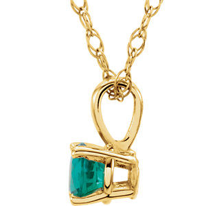 Thumbnail: 14K Yellow Imitation Emerald "May" Birthstone 14" Necklace
