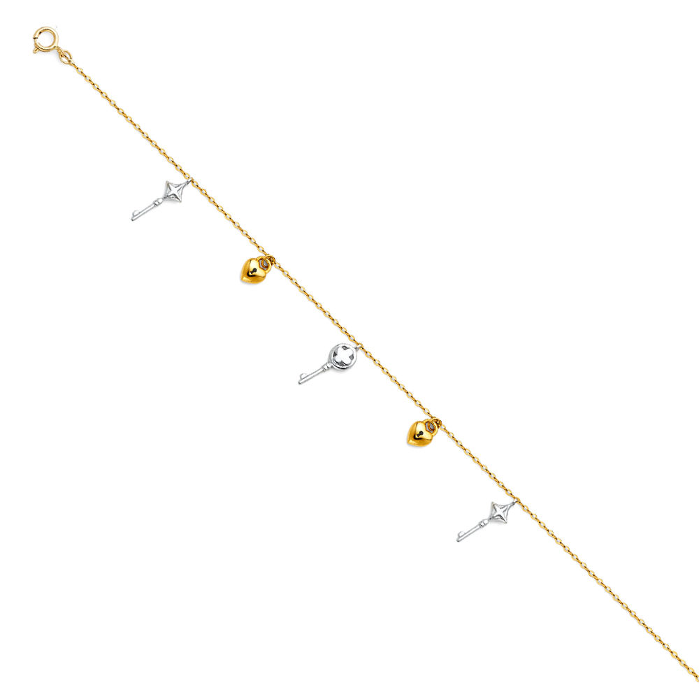 14K 3C HANGING CHARM BRACELET