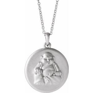 14K White Buddha 16-18" Necklace