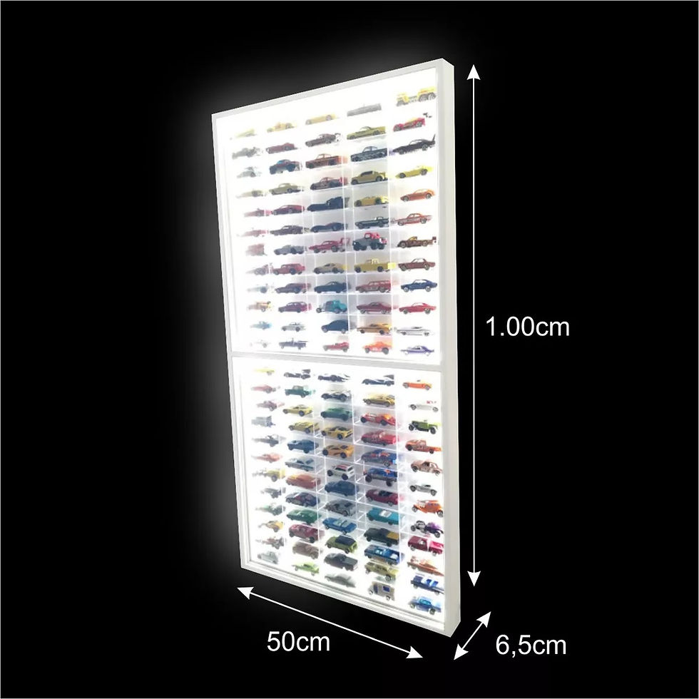 Miniatura: Estante Expositor Vertical 120 Nichos Acrílico Led 1:64 Coleção Miniaturas Hot