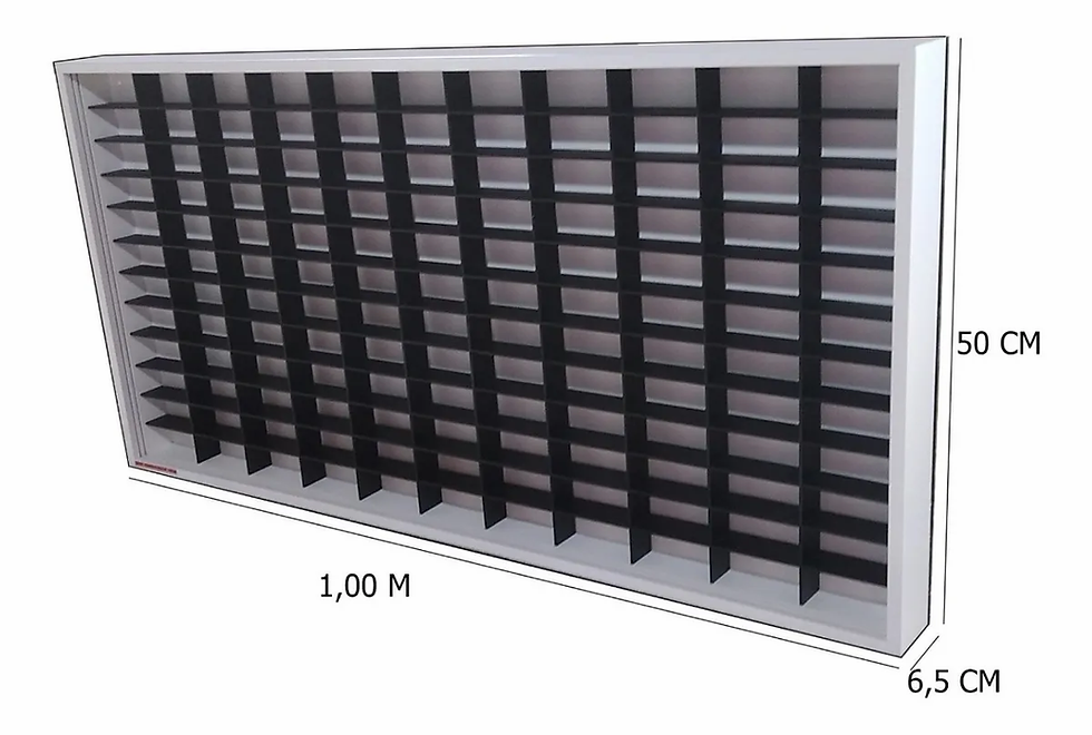 Estante Expositor 132 Nichos 1:64 Coleção Miniaturas Hot - Branca/Preta