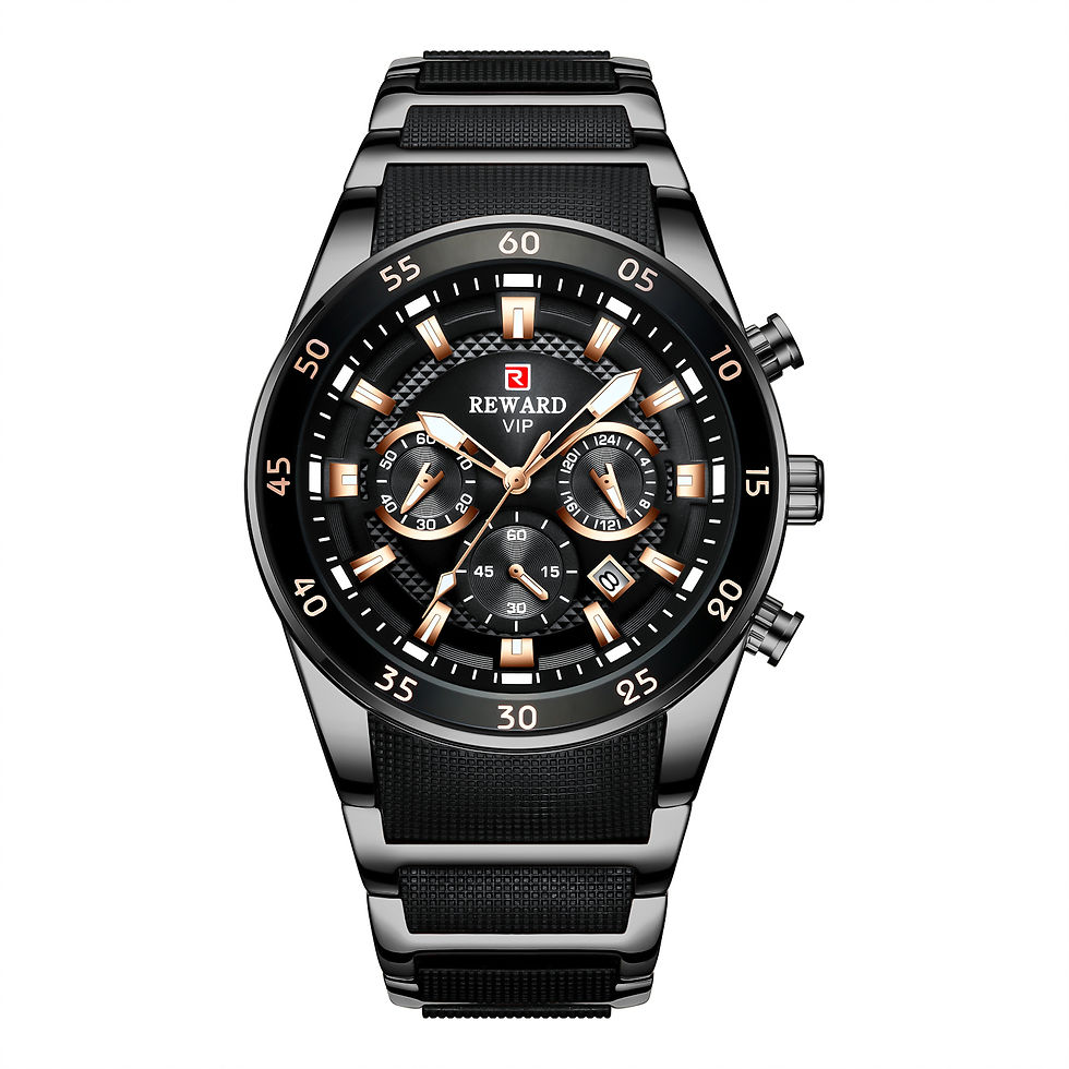 Thumbnail: Luxury men's black chronograph watch