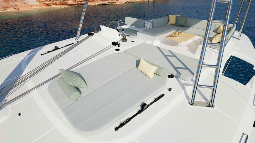 Lagoon 47 catamaran exterior fly bridge lounge area - Ward Yacht Sales