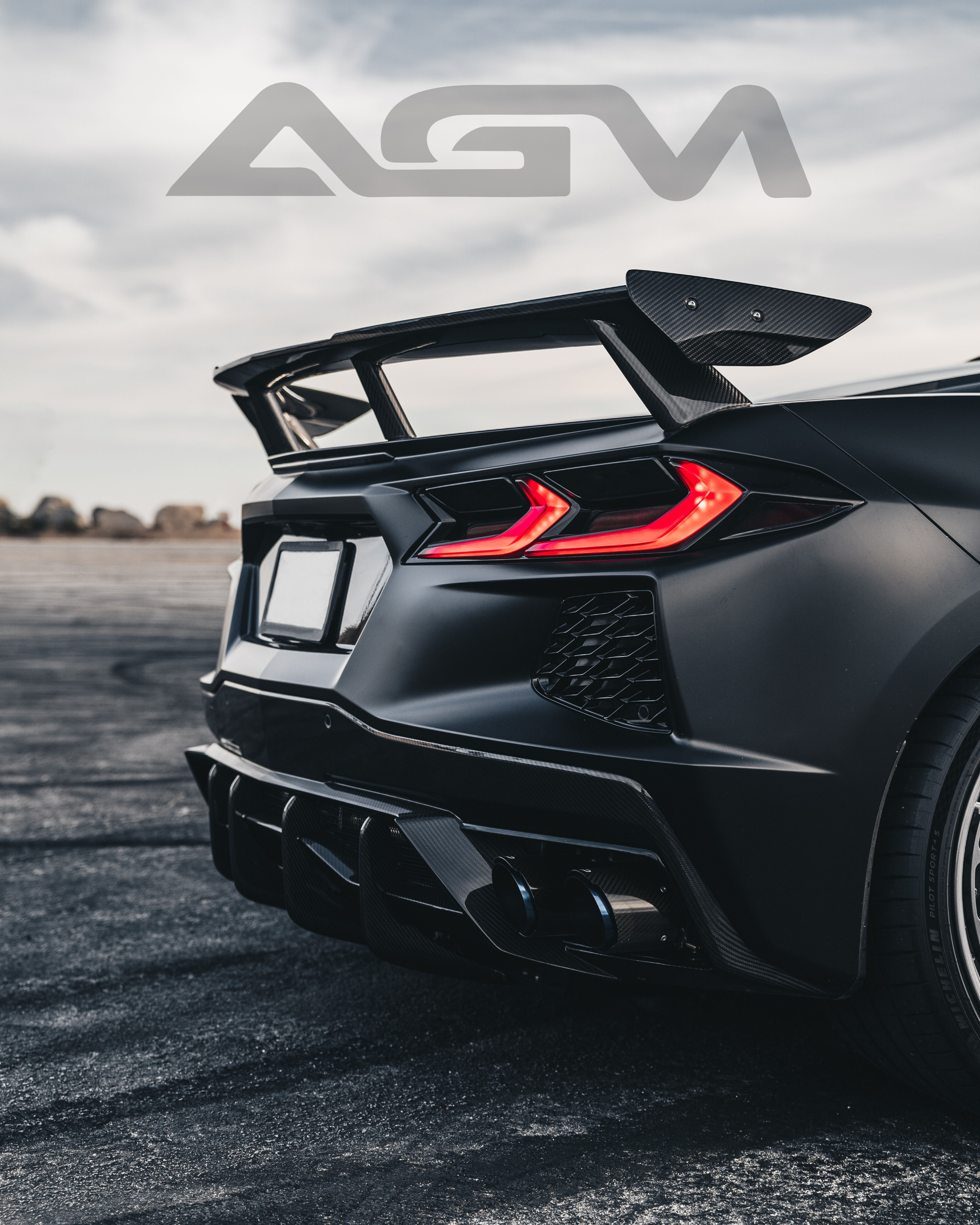 AGM C8 Corvette Visible Carbon Fiber High Wing Spoiler