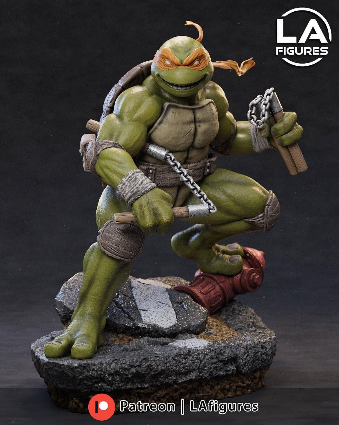 Michelangelo 3D Figür | El Boyaması | Ninja Turtles Figür | LV3