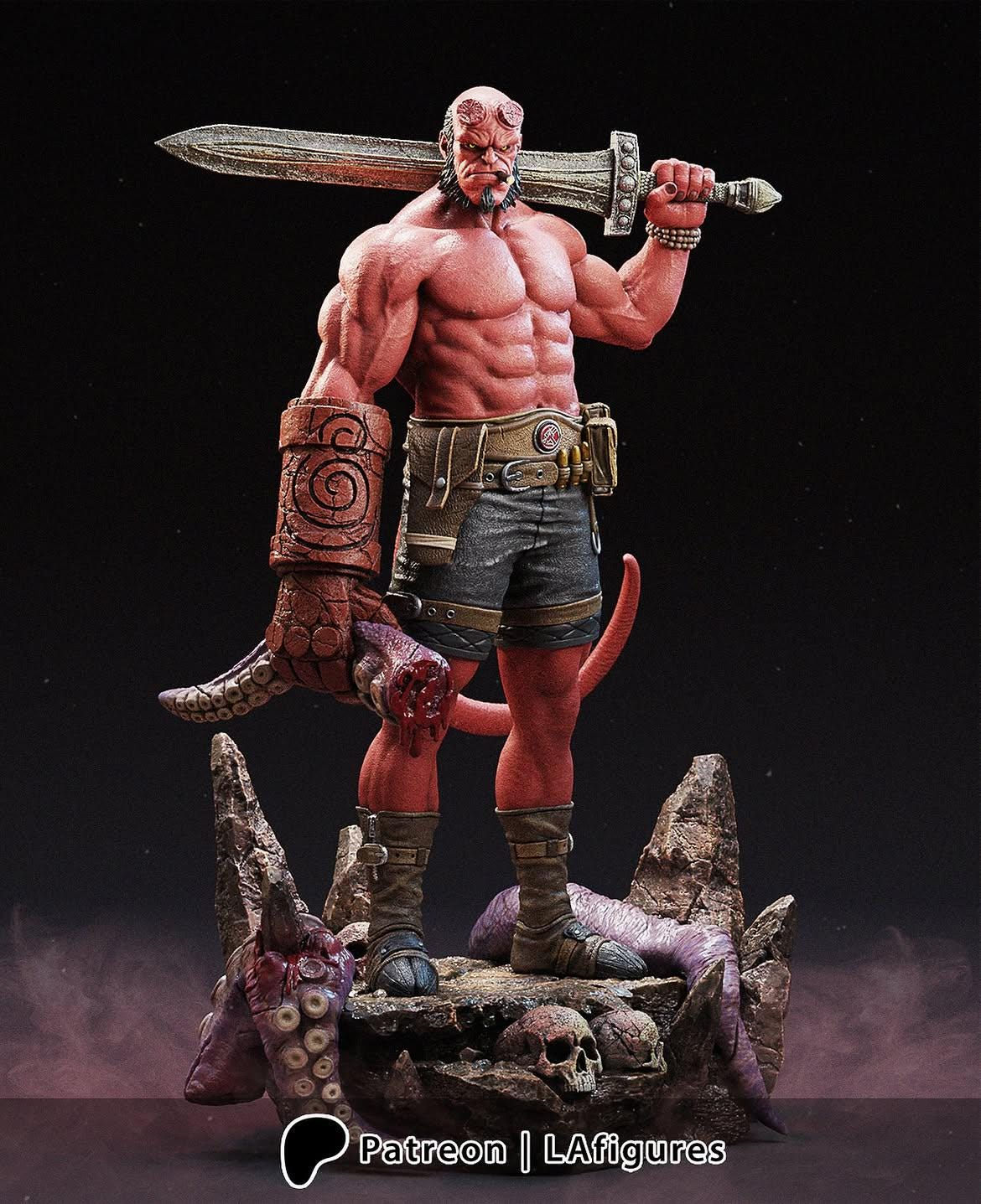 Hellboy 3D Figür | El Boyaması | Hellboy Figür | LV4
