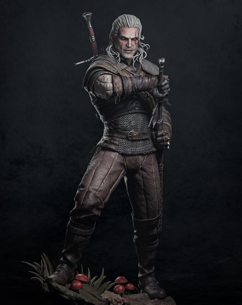 Geralt of Rivia 3D Figür | El Boyaması | The Witcher Figür | LV3