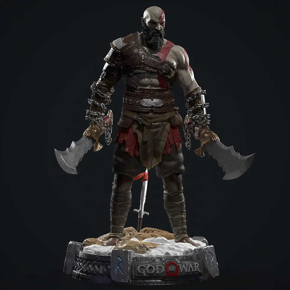 Küçük resim: Kratos 3D Figür | El Boyaması | God of War Figür | LV3