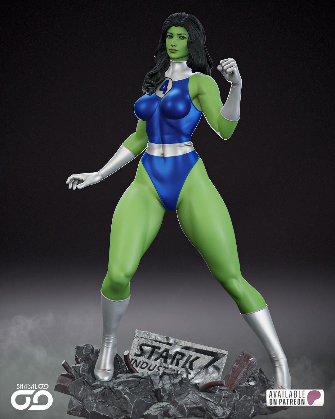 She-Hulk 3D Figür | El Boyaması | Marvel Figür | LV2