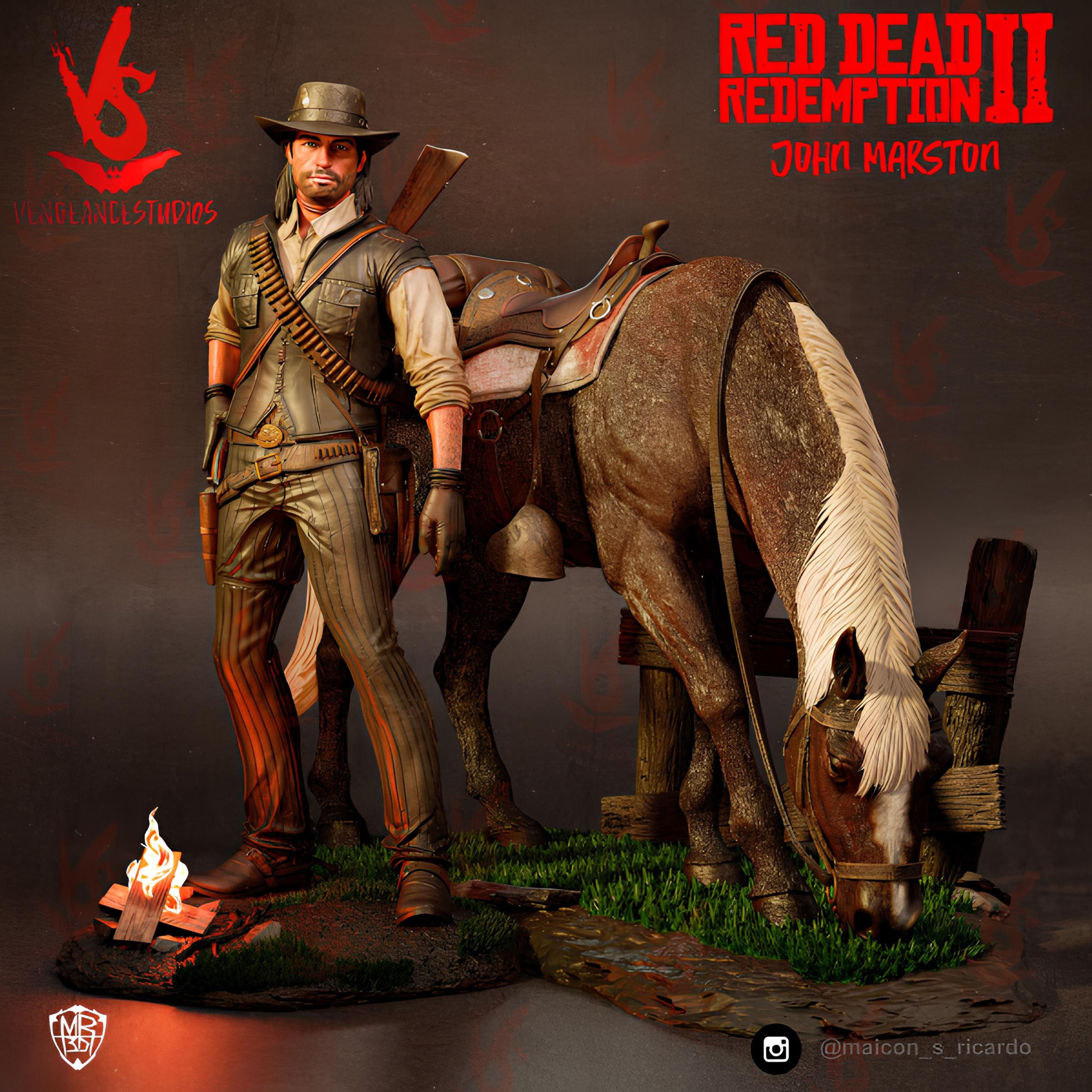 John Marston 3D Figür | El Boyaması | Red Dead Redemption 2 Figür | LV6