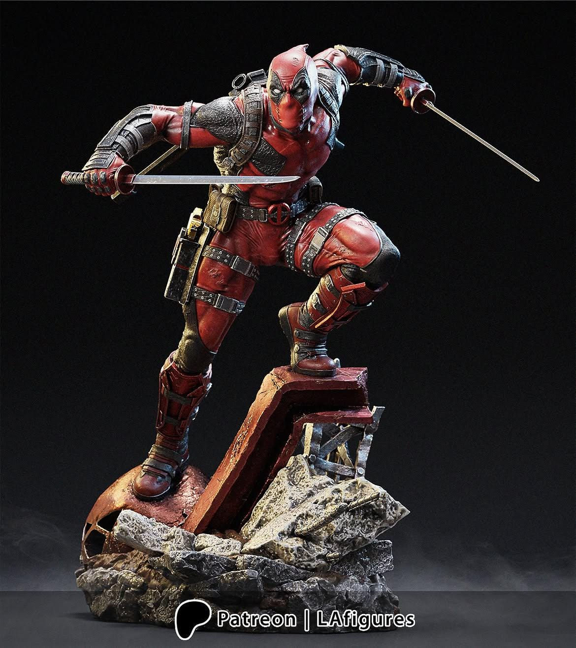 Deadpool 3D Figür | El Boyaması | Marvel Figür | LV5