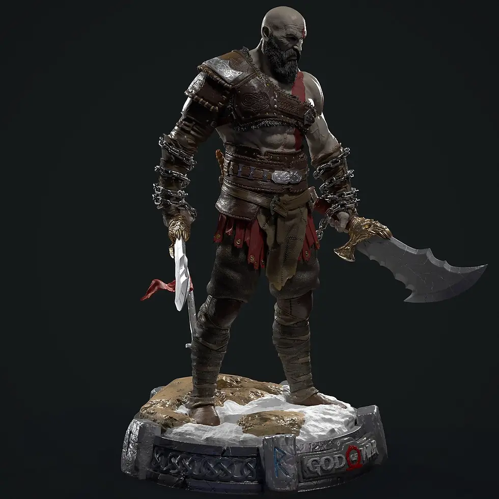 Küçük resim: Kratos 3D Figür | El Boyaması | God of War Figür | LV3