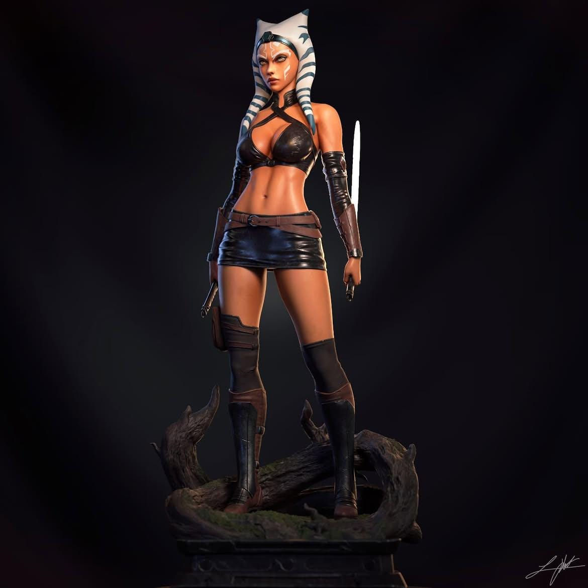 Ahsoka Tano 3D Figür | El Boyaması | Star Wars Figür | LV3