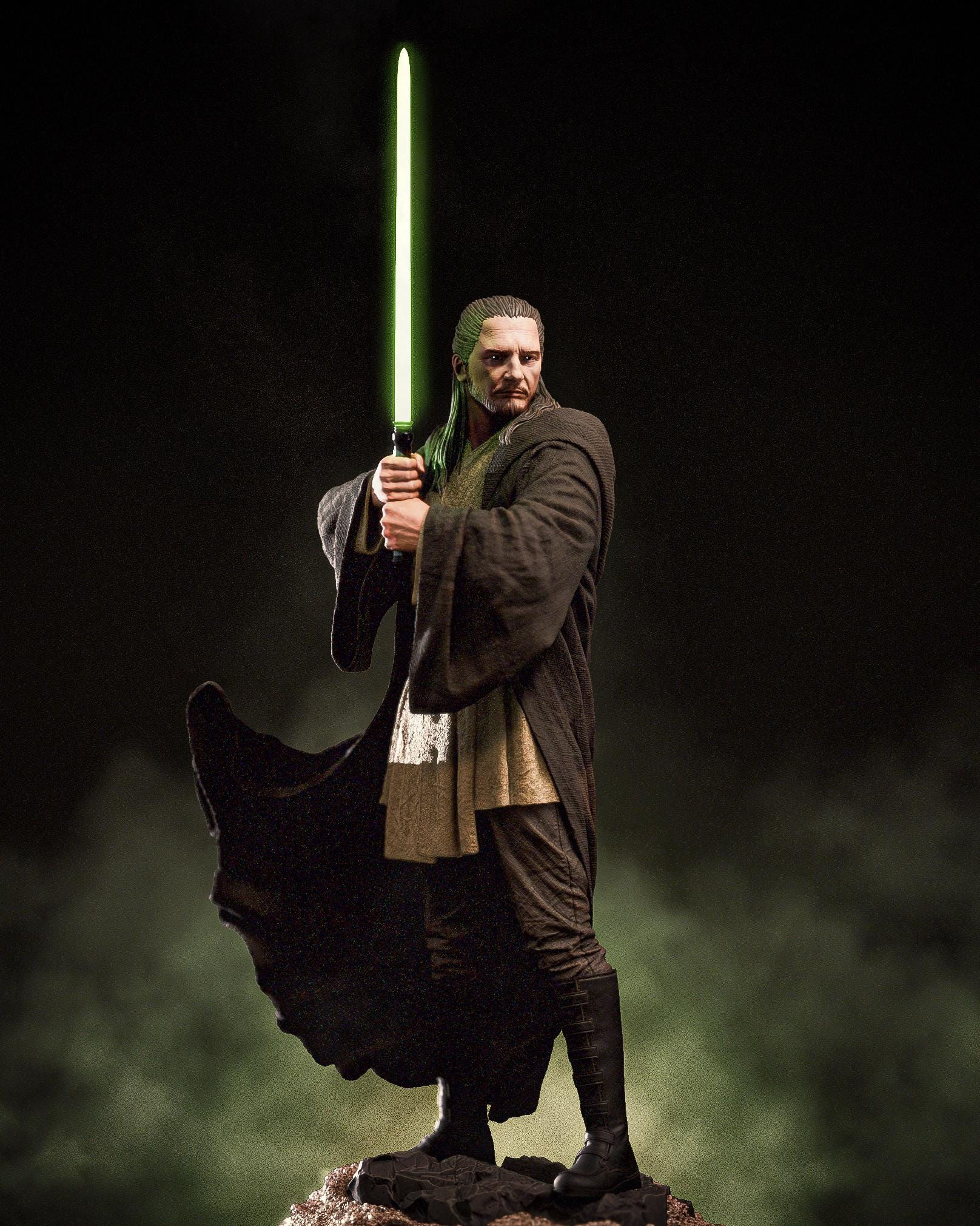 Qui-Gon Jinn 3D Figür | El Boyaması | Star Wars Figür | LV2