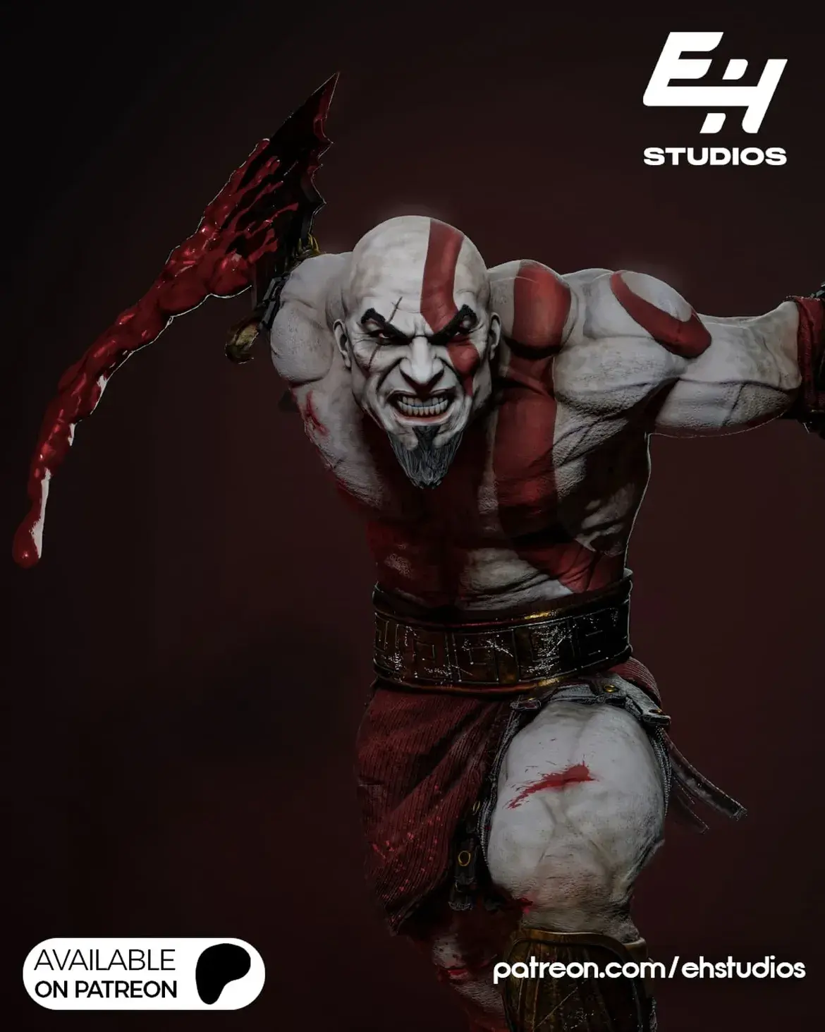 Kratos 3D Figür | El Boyaması | God of War Figür | LV5