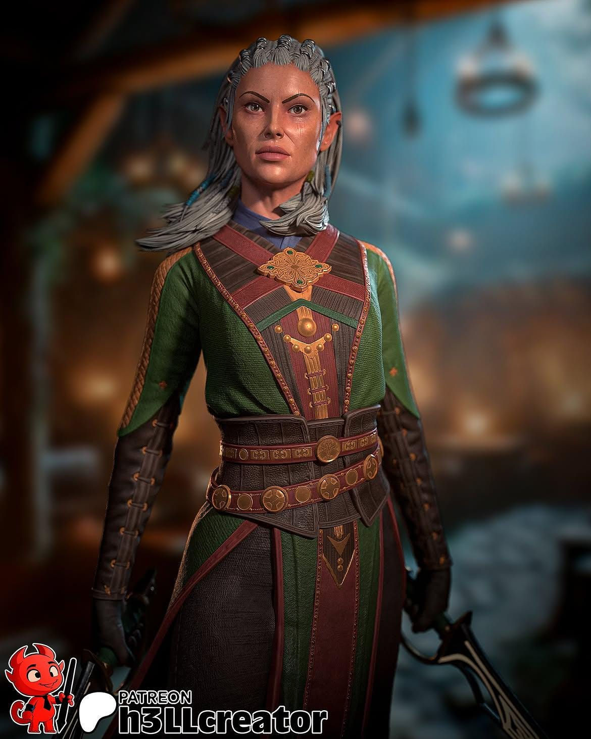 Jaheira 3D Figür | El Boyaması | Clair Obscur: Expedition 33 Figür | LV3