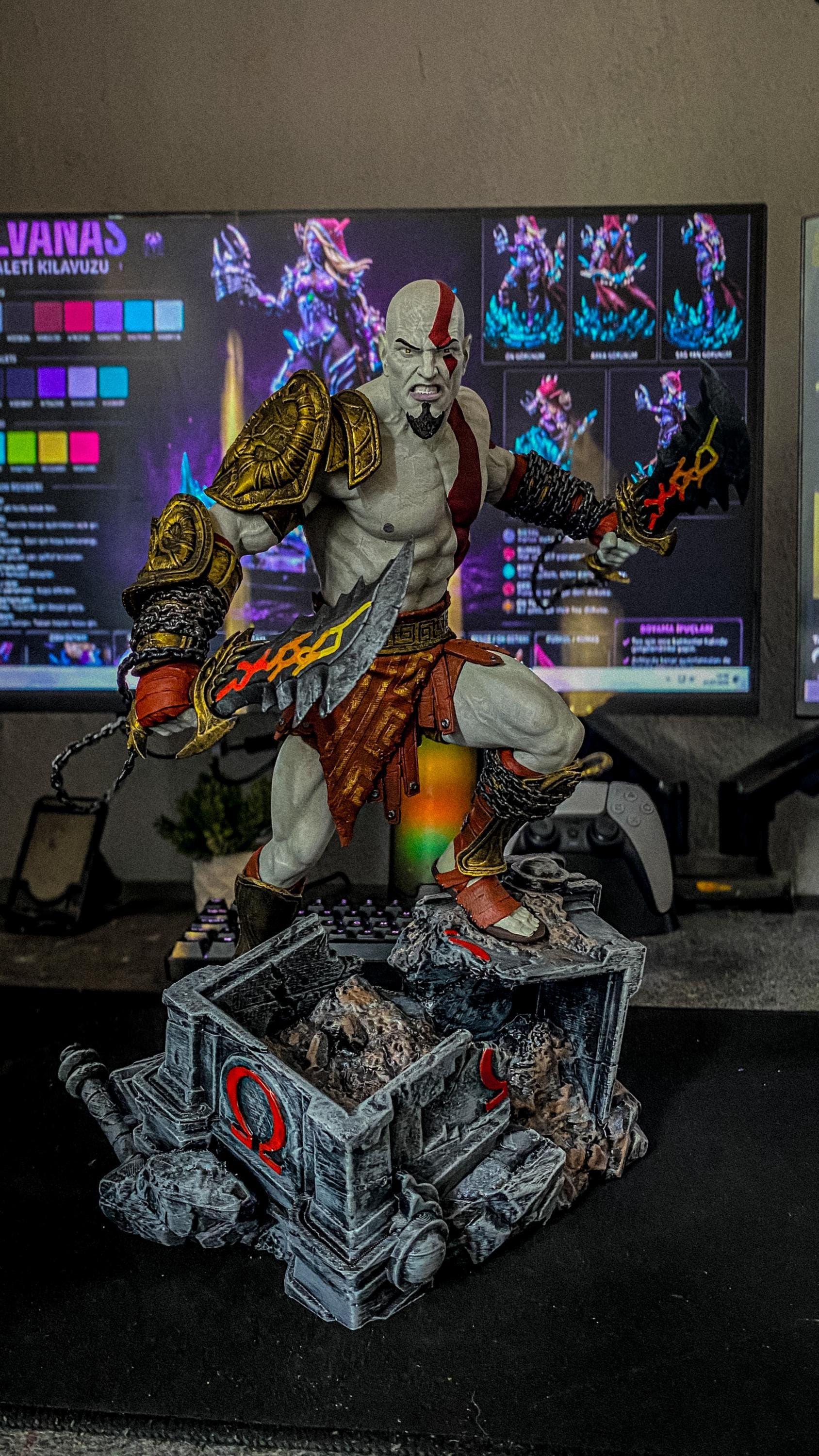 Kratos 3D Figür | El Boyaması | God of War Figür | LV5