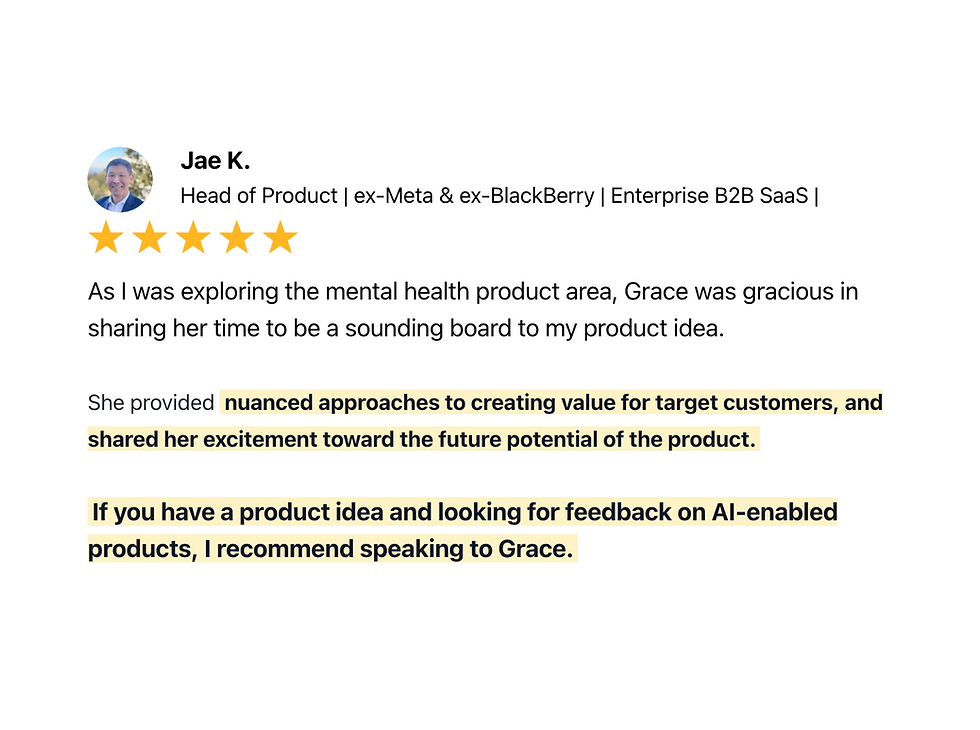 testimonial ai native product strategy consulting with Grace Ky Man at AI Strategy League