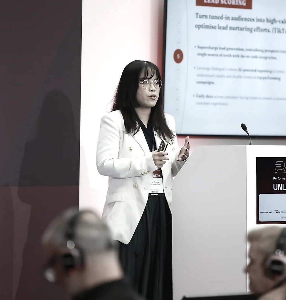 Grace Cheng AI Strategy League public speaking on AI use cases that drive performance mark