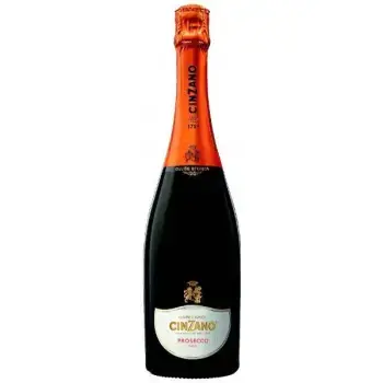 Бутылка Cinzano Prosecco с искрящимся содержимым, символизирующая праздник и радость. 3