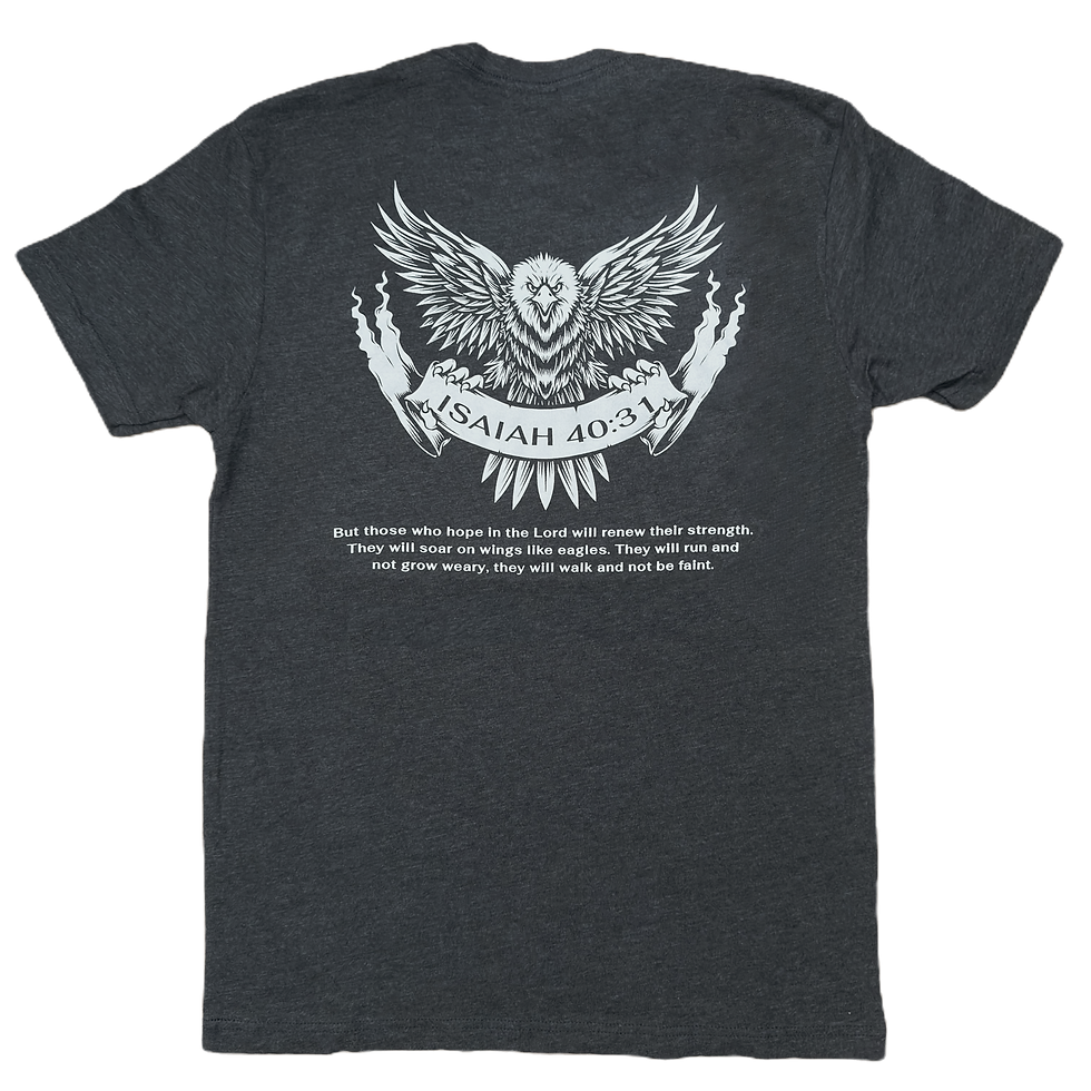 MANNA Faith Clothing Isaiah 40:31 eagle logo t-shirt back view