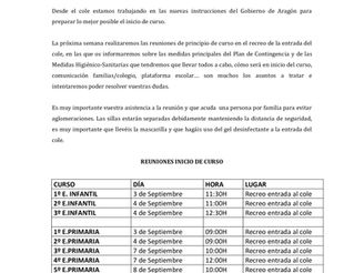 Reunión inicio de curso