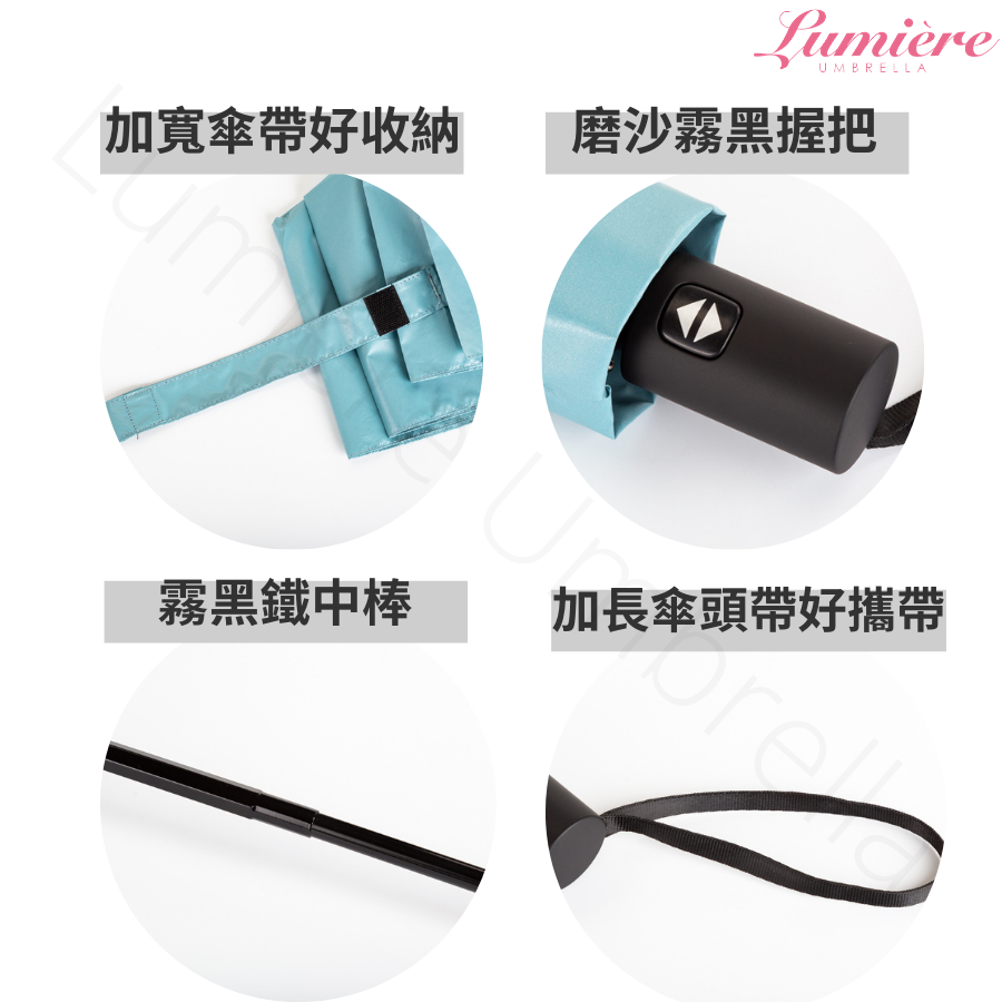 サムネイル： City Lifestyle 城市輕收黑膠薄荷綠自動傘